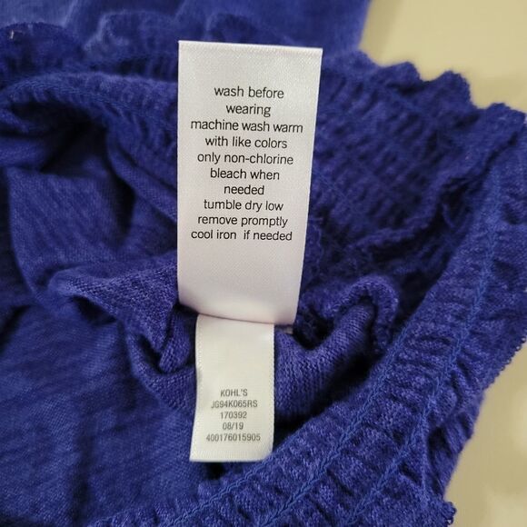 SO Women's Julien Blue Super Cozy Double Brushed Smocked Tee Shirt - Picture 9 of 10